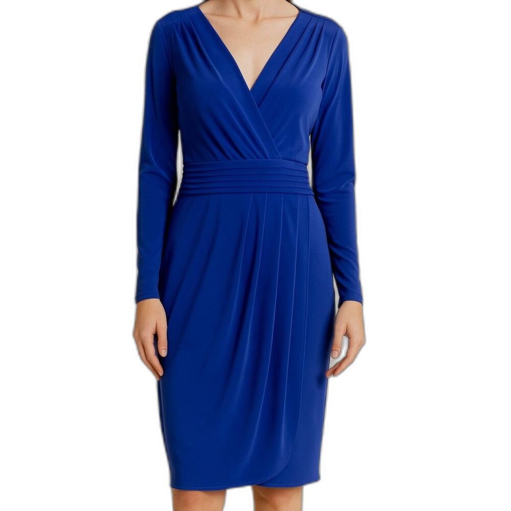 BCBG Max Azaria Blue V-Neck Dress - Size Medium